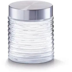 Zeller gerillt Vorratsglas, Glasbehälter mit hochwertigem Schraubdeckel aus Edelstahl, Fassungsvermögen: 650 ml