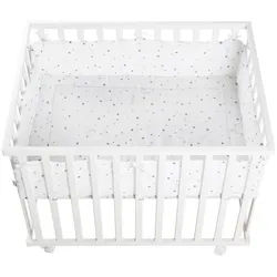 Roba Laufgitter 100x75, Sternenzauber grau , Weiß , Holzwerkstoff , Stern/Sternzeichen , Rechteckig , 75x72.5x100 cm , Babymöbel, Laufstall Baby