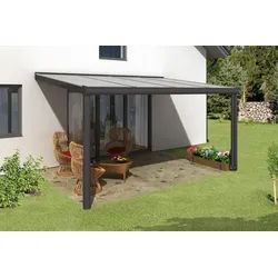 Skan Holz Aluminium Terrassenüberdachung Genua Breite 434 cm-434 x 307 cm (Gr. 2)-anthrazit