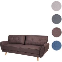 3er-Sofa HWC-J19, Couch Klappsofa Lounge-Sofa, Schlaffunktion 203cm ~ Stoff/Textil braun