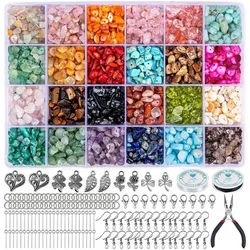 LuxusKollektion Bastelperlen DIY Schmuck Selber Machen Set mit 24 Farben Edelsteinperlen