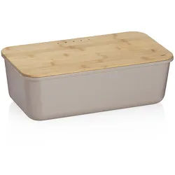 KELA Brotkasten Brottopf APART hellgrau 37,8 x 21,2 cm Deckel aus Bambusholz