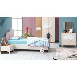 Xlmoebel Jugendzimmer-Set XLMOEBEL Kinderzimmer Set in Rosa mit Bett, Nachttisch und Kommode, (3-tlg), Made in Europa rosa