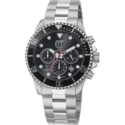 ETT Funkchronograph Professional EGS-11607-25M, Armbanduhr, Herrenuhr, Stoppfunktion, Datum, Solar, Edelstahlarmband silberfarben