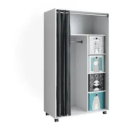 Vicco Kleiderschrank Doros Weiß 100 x 168 cm , Weiß, Weiß , Holzwerkstoff , Rechteckig , 100x168x50 cm , Schlafzimmer, Kleiderschränke