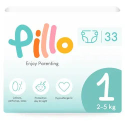 Pillo Windeln Gr√∂ße 1 Newborn 2-5 Kg 33 St weiss