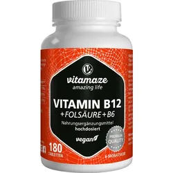 Vitamin B12 1000 Ug Hochdosiert + B9 + B6 Vegan 180 ST
