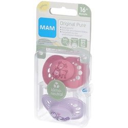 MAM Original Pure Silikonsauger mit rosa-rosa Motiv 16 Monate +