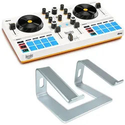HERCULES DJ Controller Hercules DJControl Mix Ultra mobiler DJ-Controller mit Laptopständer, (Vorteils-Set mit Laptopständer), DJ-Controller weiß