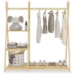 Idimex Kindergarderobe Lotte , Naturfarben , Holz , Kiefer , Vintage , 108x115x47 cm , FSC Mix , Babymöbel & Kindermöbel