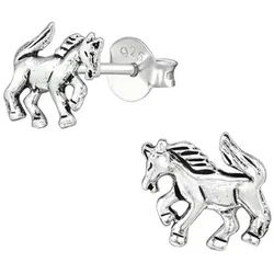 Order & Smile Schmuck Paar Ohrstecker Ohrstecker Pferd Kinder: Ohrringe Silber 925 silberfarben