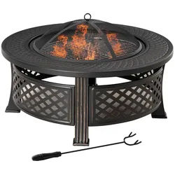 Outsunny Feuerschale, Stahl, Polyester, Schwarz , Metall, Kunststoff , 81x50x81 cm , Gartenmöbel, Feuerschalen & Feuerkörbe