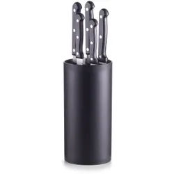 Zeller Messerblock, 6-tlg., Set bestehend aus 1 Messerblock und 5 Messern, Farbe: schwarz