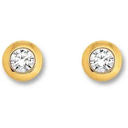 ONE ELEMENT Paar Ohrhänger Zirkonia Zarge Ohrringe Ohrstecker aus 333 Gelbgold, Harmonisch gestaltet – ruhiges Design mit feinem Ausdruck goldfarben