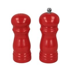 Metaltex Gewürzmühle-Salzstreuer, 2-teilig, Salz- und Pfeffermühle mit Keramikmahlwerk, Länge: 13 cm, rot, lackiertes Holz