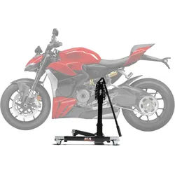 Zentralständer EVOLIFT® für Ducati Streetfighter V2 22-24 Black Ops Edition (Grundfarbe: Schwarz) 2-Pin-Lösung Mit Werkstattmatte Ohne Ohne