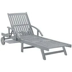 vidaXL Gartenliege Sonnenliege Grau Massivholz Akazie Gartenliege Holz grau