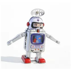 suebidou Roboter nostalgischer Aufziehspielzeug beweglicher Roboter, nachhaltig, kreativ silberfarben