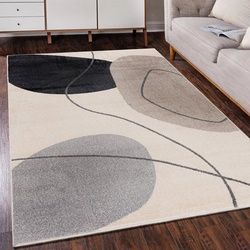 Designteppich Modern Teppich Kurzflor Wohnzimmerteppich Japandi Scandi Creme Beige, Mazovia, 140 x 200 cm, Fußbodenheizung, Allergiker geeignet, Farbecht, Pflegeleicht beige|braun 140 x 200 cm