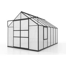 Gewächshausbausatz , Schwarz , Metall, Kunststoff , 257x231.8x383 cm , Gartenzubehör, Gartenhäuser & Gewächshäuser