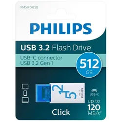 Philips FM51FD175B/00 USB-Stick (USB 3.2, Lesegeschwindigkeit 120,00 MB/s, Click Edition USB-C, 512 GB)