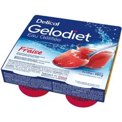 Gelodiet Geliertes Wasser Erdbeergeschmack Becher 4x120g