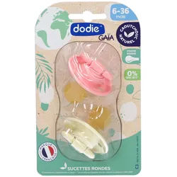 Dodie Gummischnuller Gelb - Rosa ab 6 Monaten
