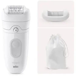 Braun Präzisionsepilierer Silk-épil 5-011, Epiliergerät weiß/silber, incl. Aufbewahrungsbeute...