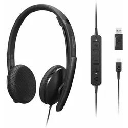 Lenovo AUDIO_BO WIRED VOIP HS TEAMS (Kabelgebunden), Office Headset, Schwarz