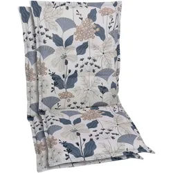 Xxxl Sesselauflagenset , Beige, Blau , Textil , 2-teilig , Floral , Füllung: Schaumstoff, Vlies , 50x6x108 cm , Oeko-Tex® Standard 100 , pflegeleicht, hochwertige Qualität, langlebig, für den Außenbereich geeignet, mittels Bändern zu befestigen, mittels Gurtband zu befestigen , Gartenmöbel, Gartenpolster & Auflagen, Sesselauflagen