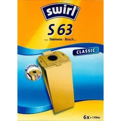 Swirl Staubsaugerbeutel S63 Classic aus Spezialpapier für Siemens und Bosch Staubsauger