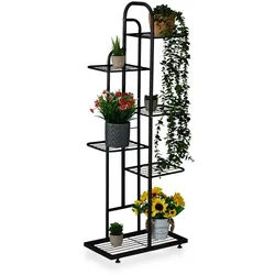 Relaxdays Blumenregal , Schwarz , Metall , 44x109.5x22 cm , Wohnzimmer, Wohnzimmertische, Blumenständer