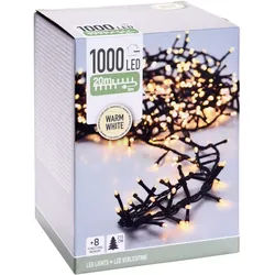LED-Clusterlichterkette warmweiß, 1000 LEDs, Grünes Kabel, Innen/Außen, 23m