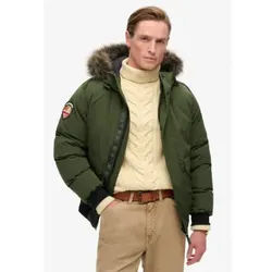 Superdry für Herren. M5011930A Bomber Everest Kunstfell grün (L), Lässig, Recyceltes Polyester