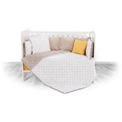 Lorelli Babybettwäsche-Set 5-tlg. Decke 140 x 95 cm Kissen 43 x 35 cm Nestchen beige Krone
