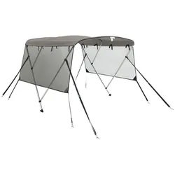 vidaXL Bodenschutzplane 3-Bow Bimini-Top mit Mesh-Seitenteilen 183x(137-152)x137 cm (1-St) grau