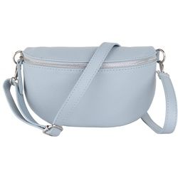 MIRROSI Bauchtasche Damen, Echtleder, Leder, Made in Italy, Umhängetasche, Brusttasche, (Schultertasche für jeden Anlass (1 Tasche & 1 Gurt), 3 Größen auswählbar), Crossbody Bag, Damen Taschen verstellbaren Schulterriemen rosa|silberfarben Große Tasche (28x18x9cm)