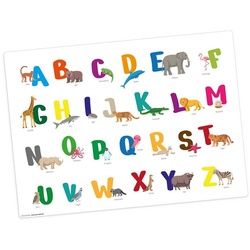 Platzset, Tischset, Platzset abwaschbar - für Kinder - Buntes ABC mit Tieren, Tischsetmacher, (aus erstklassigem Vinyl (Kunststoff - BPA-frei), 1-St., 44 x 32 cm - rutschfeste Tischdekoration), Made in Germany