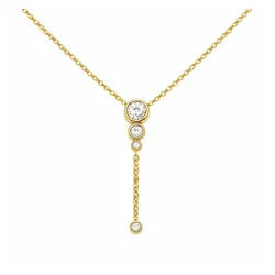 Impala Y-Kette Aprila 925 Silber vergoldet mit Zirkonia, Y-Damen Kette 925 Silber vergoldet gelb|goldfarben