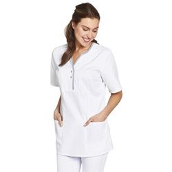 Leiber Schlupfkasack, kurzarm, Damen, weiß/silber, Kasack ideal für die Pflege und Medizin, Größe: M