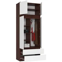 Raumhirsch Furniture Kleiderschrank Moderner Kleiderschrank – Eleganter Stauraum – Schlafzimmerschrank Robustes Möbelstück aus Spanplatte, Maße: 90 x 234 x 51 cm braun|weiß