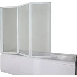 Badewannenfaltwand , Weiß , Metall, Glas , 130x121 cm , Badezimmer, Badezimmerausstattung
