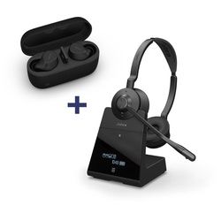 Jabra Evolve2 Buds MS Headset In-Ear + Jabra Engage 75 Stereo Headset On-Ear