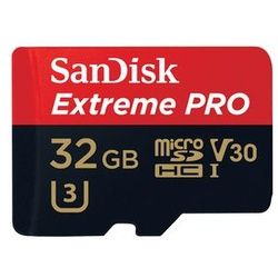 SanDisk Extreme Pro, microSDHC, Class10, UHS-I, U3, A1, V30+ Adapter 32 GB