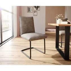 Freischwinger Lelio-Flex Mikrofaser Taupe Vintage Freischwinger rund Schwarz Taschenfederkern