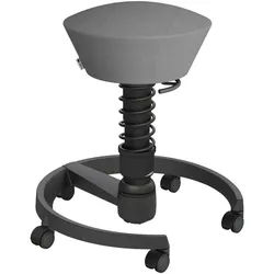 Aeris Bürohocker , Grau, Schwarz , Metall, Textil , Rollen, C-Form, rund , 55x45.66x55 cm , Made in Germany, Oeko-Tex® Standard 100, AGR-geprüft , Büromöbel, Bürostühle, Bürohocker