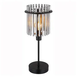 GLOBO LIGHTING Tischleuchte, Leuchtmittel nicht inklusive, Tischleuchte Nachttischlampe Metall Glasstäbe rauchfarben E14 H 37,5cm schwarz