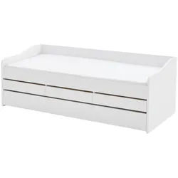 Carryhome Ausziehbett , Weiß , Holz , Buche , massiv , 90-180x200 cm , Bettkasten, in verschiedenen Holzdekoren erhältlich , Schlafzimmer, Betten, Ausziehbetten