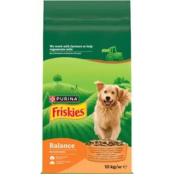 Friskies Balance Futter für ausgewachsene Hunde mit einer köstlichen Mischung aus Huhn und Rindfleisch mit Gemüse, 10kg