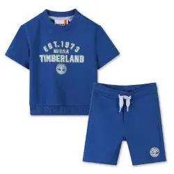 Timberland für Jungen. T60509 Set aus blauem Sweatshirt und Shorts (6meses= 67cm), Lässig, Baumwolle, Kurzarm, Kinderbekleidung
